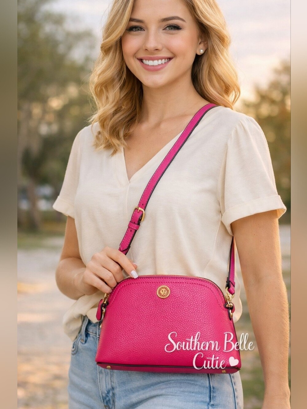 ❣️NEW❣️ Anne Klein Hazel 🩷 Flash Pink 🩷 Crossbody Bag with Gold Accents